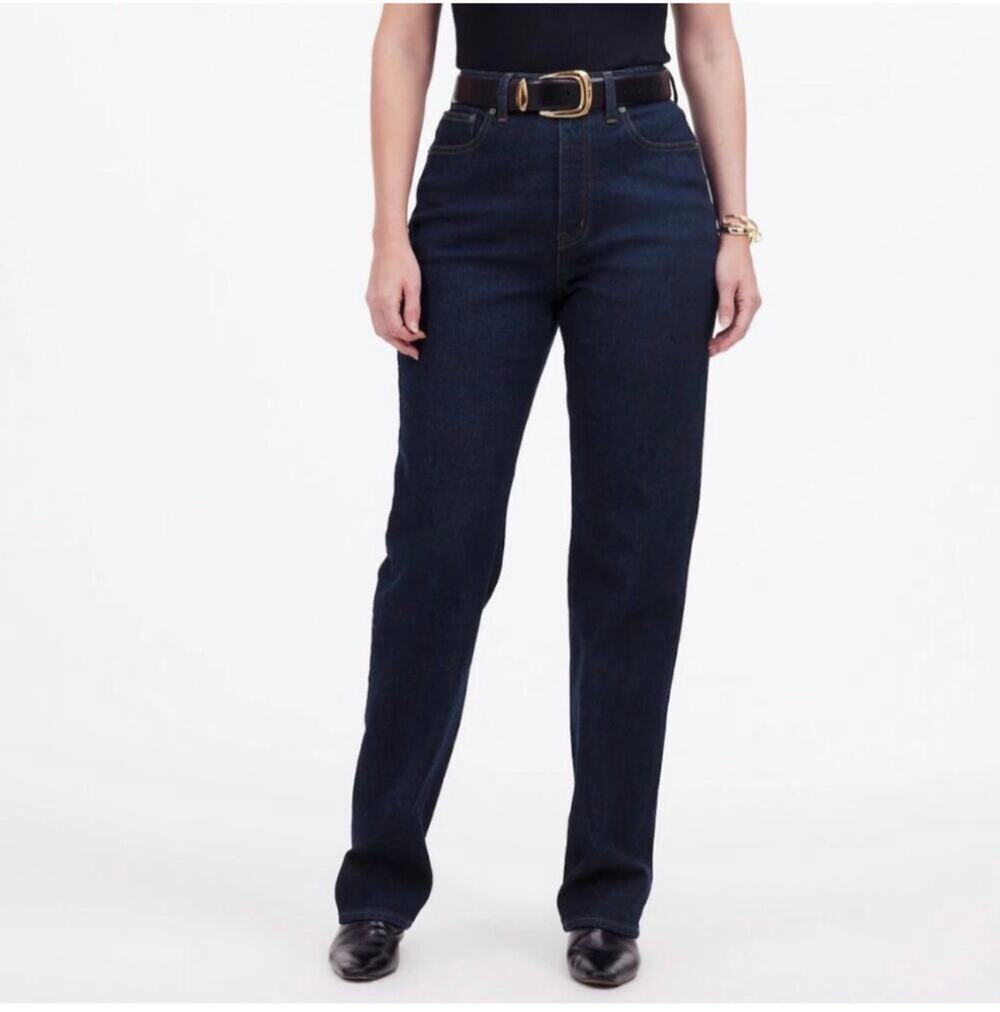 Madewell Jeans Womens 28x31 Tall Blue Curvy '90s Straight Dark Wash Hemmed